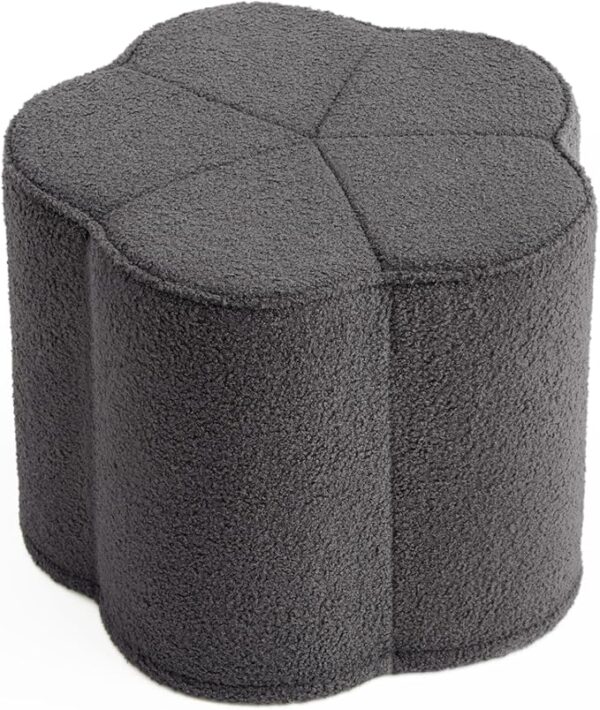 Dark Grey Flower Pouf Ottoman